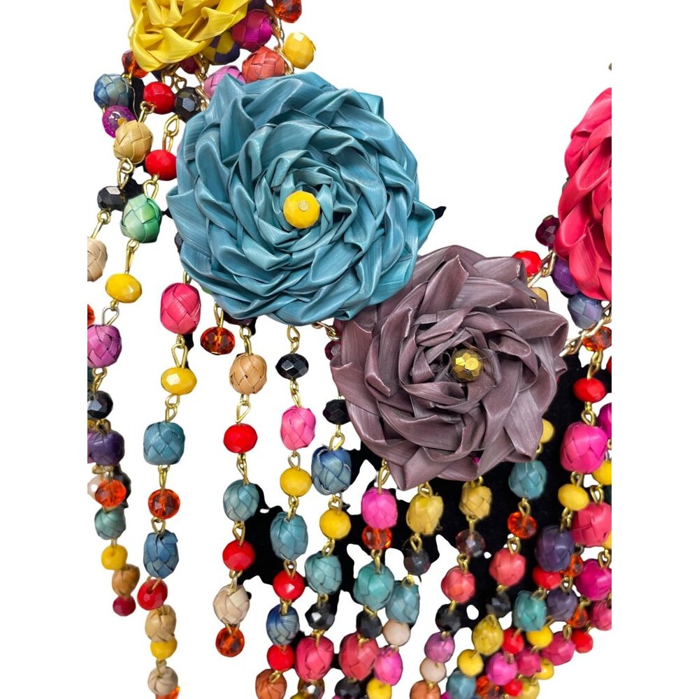 Handcrafted Multicolor Beaded Statement Necklace … - image 4